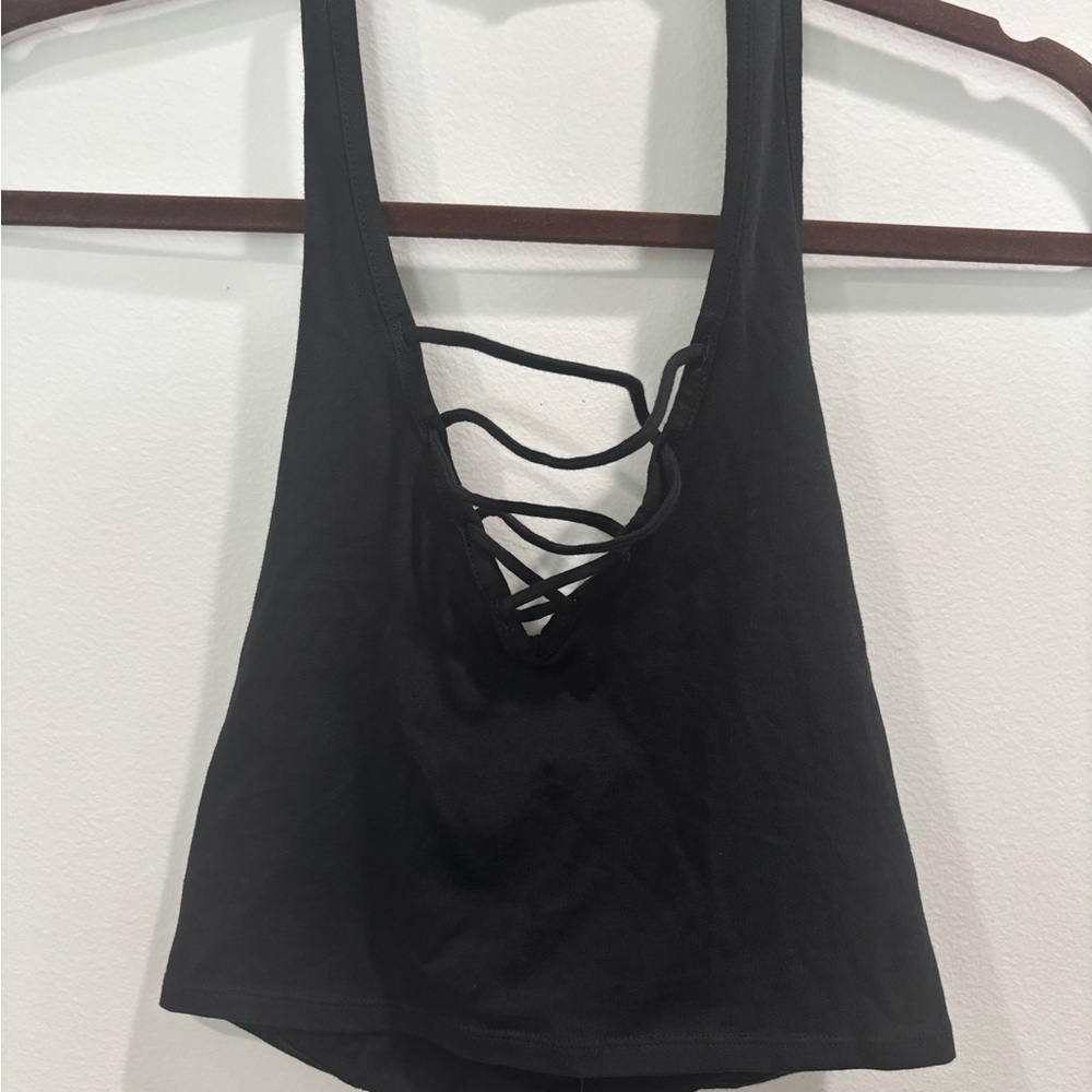 Express Black Lace-Up Crop Top